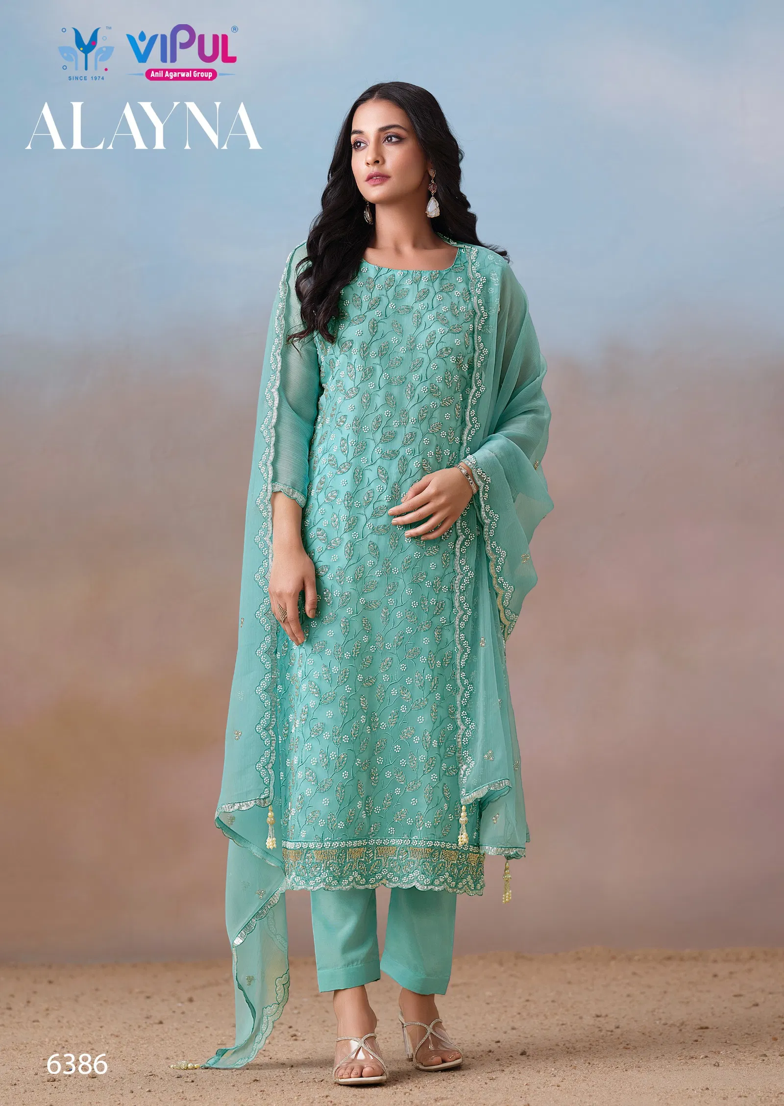 Alayna By Vipul Crinkle Chiffon Embroidery Salwar Suits Wholesale Market In Surat